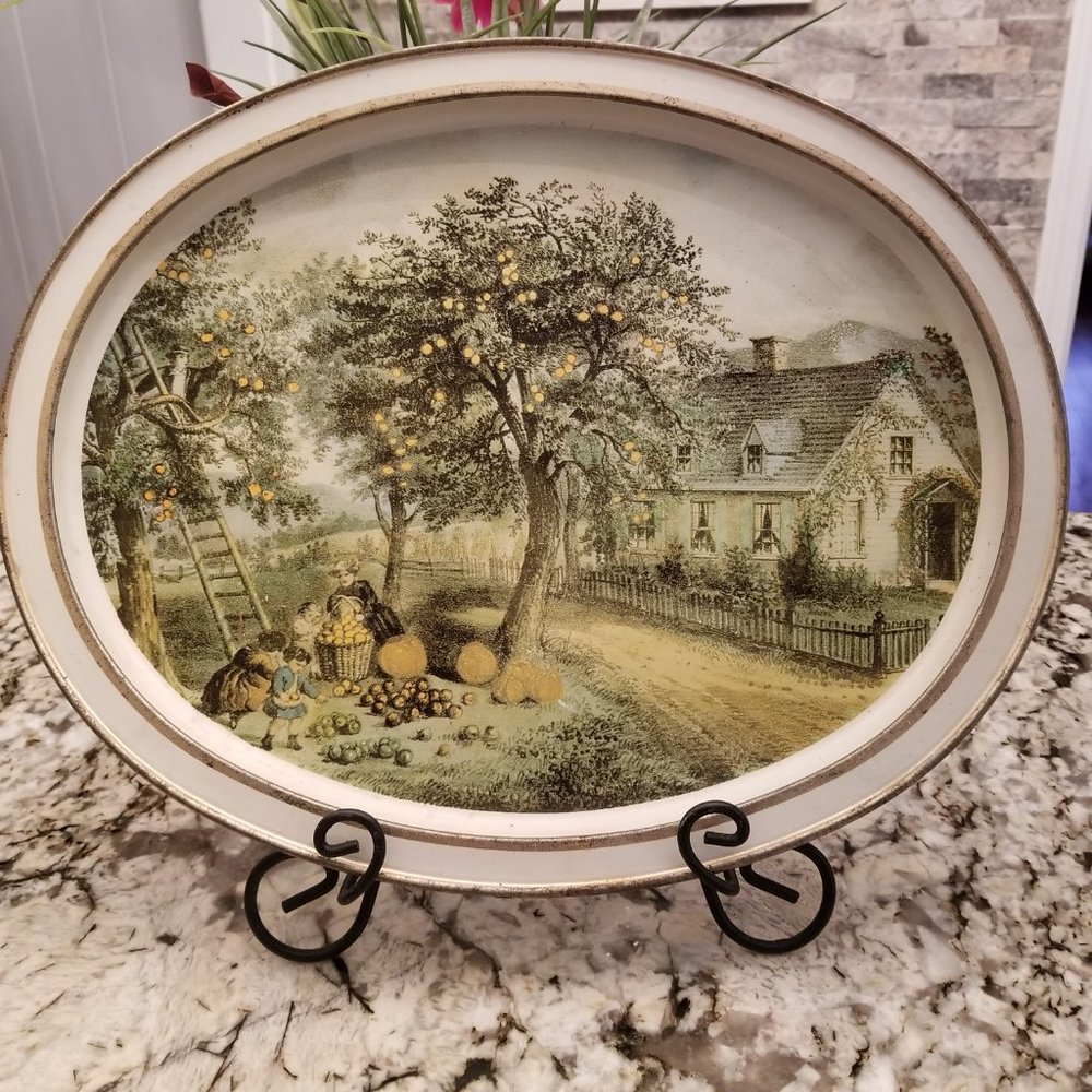 Vintage American Homestead Currier & Ives Autumn Tray - Picture 2 of 4